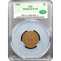 1867 Two Cents (2c) Doubled Die Obverse Slab Image