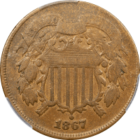 1867 Two Cents (2c) Doubled Die Obverse Image