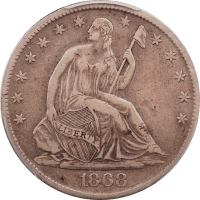 1868-S Seated Liberty Half Dollar (50c) Obverse Image