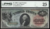 1869 $1 Rainbow Legal Tender OBVERSE Image