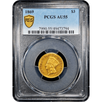 1869 Gold Three Dollar ($3) Obverse Slab Image