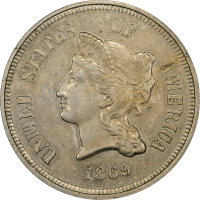 1869 Pattern Nickel (5c) J-684 Rattler Obverse Image