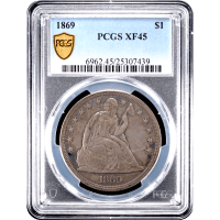 1869 Seated Liberty Dollar ($1) Obverse Slab Image
