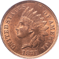 1870 Indian Cent (1c) OGH Obverse Image