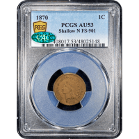 1870 Indian Cent (1c) Shallow N FS-901 Obverse Slab Image