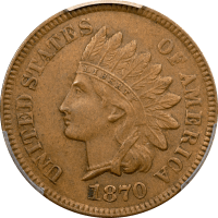 1870 Indian Cent (1c) Shallow N FS-901 Obverse Image