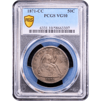 1871-CC Seated Liberty Half Dollar (50c) Obverse Slab Image