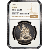 1871 Standard Silver Pattern Dollar ($1) J-1120 Obverse Slab Image