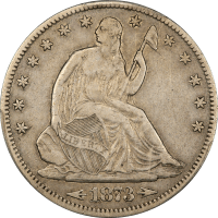 1873-CC Seated Liberty Half Dollar (50c) Arrows Obverse Image
