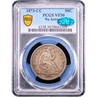 1873-CC Seated Liberty Half Dollar (50c) No Arrows Obverse Slab Image