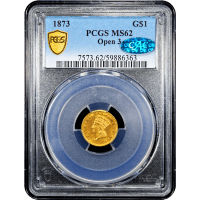 1873 Gold Dollar ($1) Open 3 Obverse Slab Image