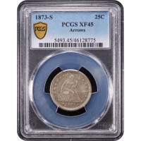 1873-S Seated Liberty Quarter (25c) Arrows Obverse Slab Image
