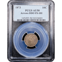 1873 Seated Liberty Dime (10c) Arrows, Doubled Die Obverse Obverse Slab Image
