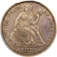 1873 Seated Liberty Dime (10c) Arrows, Doubled Die Obverse Obverse Image