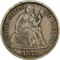 1873 Seated Liberty Dime (10c) Open 3 Obverse Image