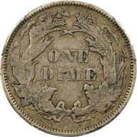 1873 Seated Liberty Dime (10c) Open 3 Reverse Image