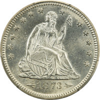 1873 Seated Liberty Quarter (25c) Arrows OBVERSE Image