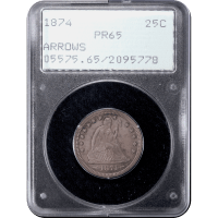 1874 Arrows Seated Liberty Quarter (25c) Rattler Obverse Slab Image