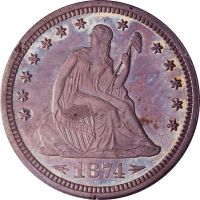 1874 Arrows Seated Liberty Quarter (25c) Rattler Obverse Image
