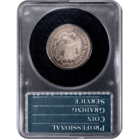 1874 Arrows Seated Liberty Quarter (25c) Rattler Reverse Slab Image