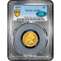 1874 Gold Three Dollars ($3) SLAB Image