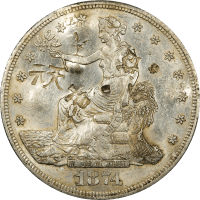 1874-S Trade Dollar ($1) Chopmarked Obverse Image