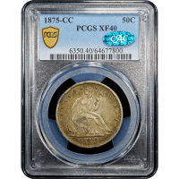 1875-CC Seated Liberty Half Dollar (50c) Obverse Slab Image