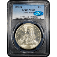 1875-S Trade Dollar ($1) Chopmarked Obverse Slab Image