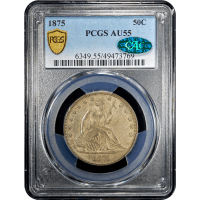 1875 Seated Liberty Half Dollar (50c) Obverse Slab Image