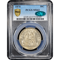 1875 Seated Liberty Half Dollar (50c) Obverse Slab Image