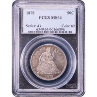 1875 Seated Liberty Half Dollar (50c) Obverse Slab Image