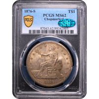 1876-S Trade Dollar (T$1) Chopmarked Obverse Slab Image