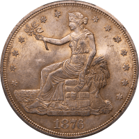 1876-S Trade Dollar (T$1) Chopmarked Obverse Image