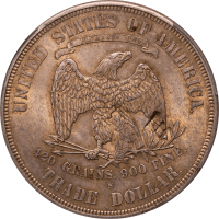 1876-S Trade Dollar (T$1) Chopmarked Reverse Image
