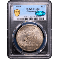 1876-S Trade Dollar (T$1) Chopmarked Obverse Slab Image