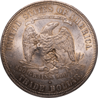 1876-S Trade Dollar (T$1) Chopmarked Reverse Image