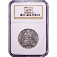 1876 Seated Liberty Half Dollar (50c) Obverse Slab Image