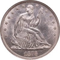 1876 Seated Liberty Half Dollar (50c) Obverse Image