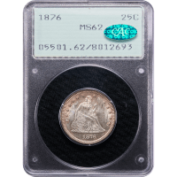 1876 Seated Liberty Quarter (25c) Rattler Obverse Slab Image