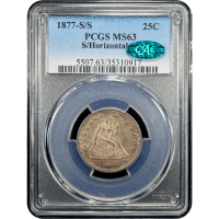 1877-S/S Seated Liberty Quarter (25c) S/Horizontal S SLAB Image