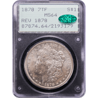 1878 Morgan Dollar ($1) 7TF Reverse of 1878 Rattler SLAB Image