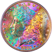 1880-S Morgan Dollar ($1) Rainbow Toner Obverse Image
