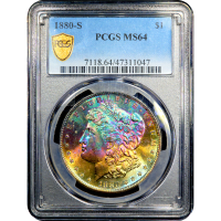 1880-S Morgan Dollar ($1) Rainbow Toner SLAB Image