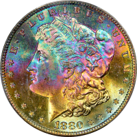 1880-S Morgan Dollar ($1) Rainbow Toner Obverse Image