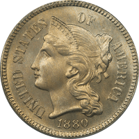 1880 Three Cent Nickel (3CN) OGH OBVERSE Image