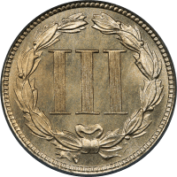 1880 Three Cent Nickel (3CN) OGH REVERSE Image