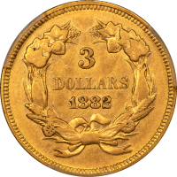 1882 Gold $3 Reverse Image