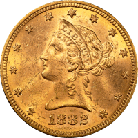 1882 Liberty Gold Eagle ($10) Rattler Obverse Image