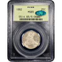 1882 Seated Liberty Quarter (25c) OGH Obverse Slab Image