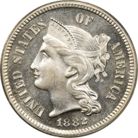1882 Three Cent Nickel (3CN) OGH OBVERSE Image